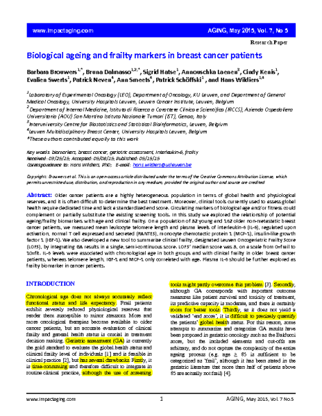 Biological_aging_Breast Cancer_Biomarkers.Barbara_Brouwers.Aging_2015