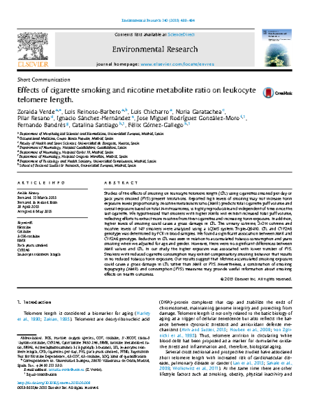 Effects of cigarette smoking and nicotine on LTL. Z_Verde. 2015