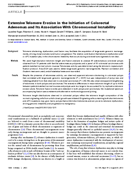 Extensive_Telomere_Erosion_in_the_Initiation_of_Colorectal_Adenomas_BairdDM_JNatlCancerInst_2013