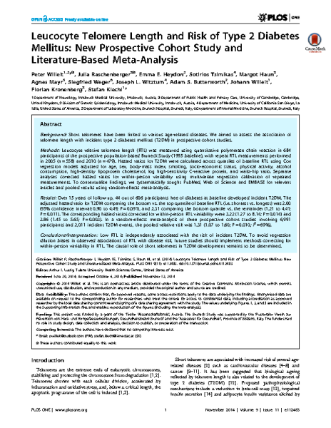 Leucocyte Telomere Length and Risk of Type 2 Diabetes