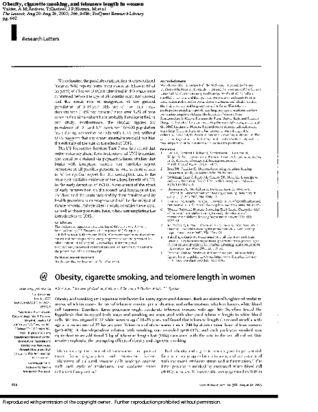 Obesity_cigarette_smoking_and_TL_in_women_ValdesAM_Lancet_2005