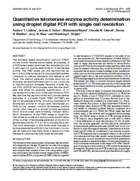 Q-telomerase enzyme activity determination_Digital PCR.E.Wright_NucleicAcids_2014