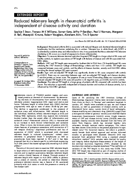 Reduced_TL_in_rheumatoid_arthritis_is_independent_of_disease_activity_and_duration_SteerSE_AnnRheumDis_2007