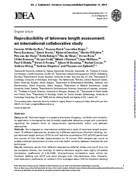 Reproducibility of TL assessment_Martin Ruiz et al_Int J Epidemiol 2014