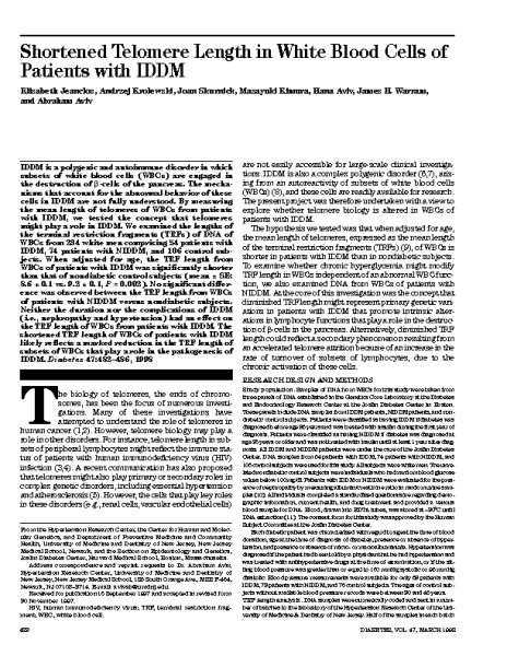 Shortened_TL_in_White_Blood_Cells_IDDM.A_Aviv.Diabetes_1998