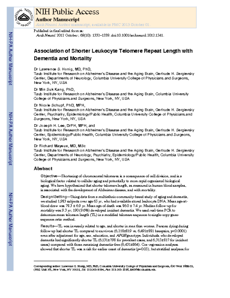 TL_and_dementia_and_mortality_HonigLS_ArchNeurol_2012