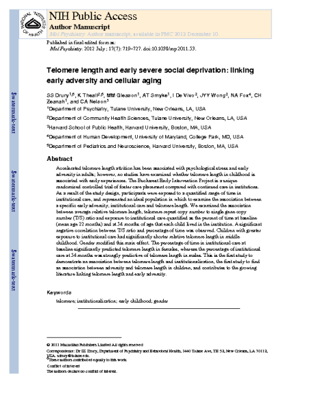 TL_and_early_severe_social_deprivation_DrurySS_MolPsychiatry_2012