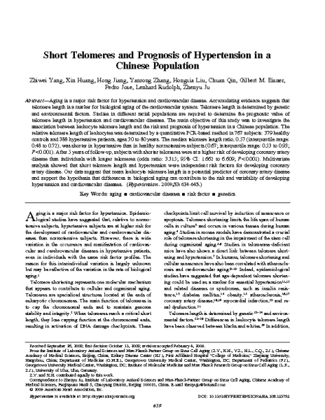 TL_and_prognosis_of_hypertension_in_a_chinese_population_YandZ_HypertensionAHA_2009