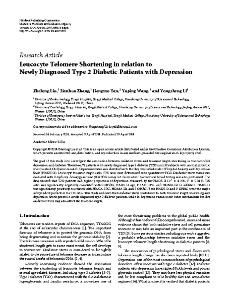 TL_in_relation_to_newly_diagnosed_diabetic_patients_with_depression_LiuZ_OxidMedCellLongev_2014