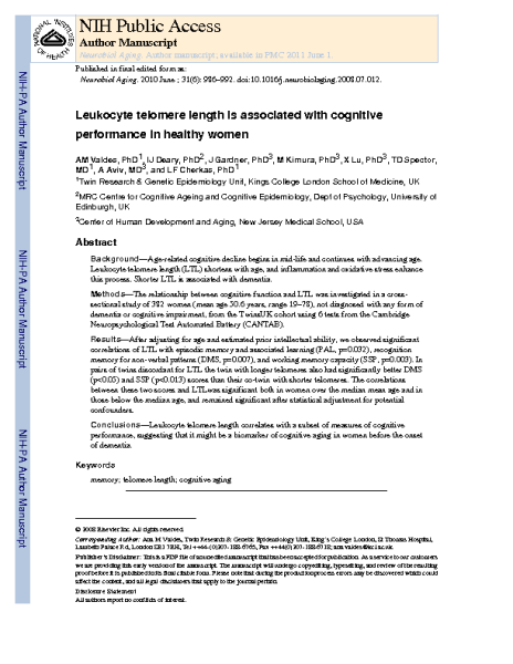 TL_is_associated_with_cognitive_performance_in_women_ValdesAM_NeurobiolAging_2010