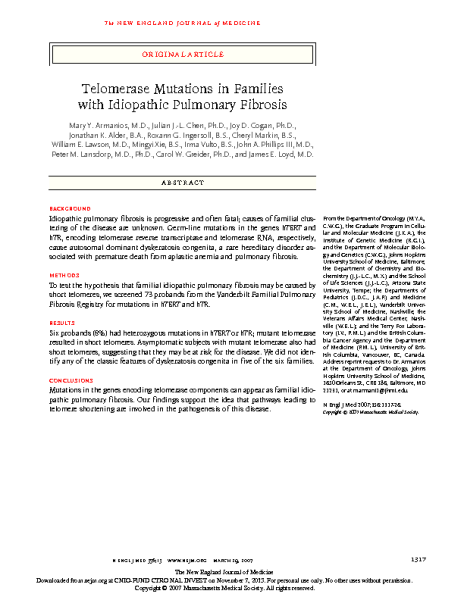 Telomerase_Muatations_IPF.Mary_Armanios.New_England_Journal_Medicine_2007