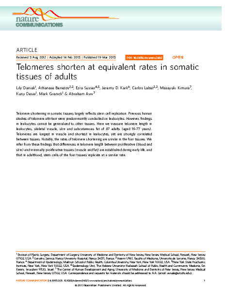 Telomere equivalence in tissues_Daniali et al_Nature 2013